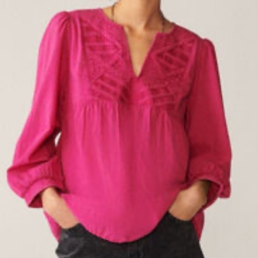 BA&SH Revolve hot pink embroidered top blouse size XS NEW